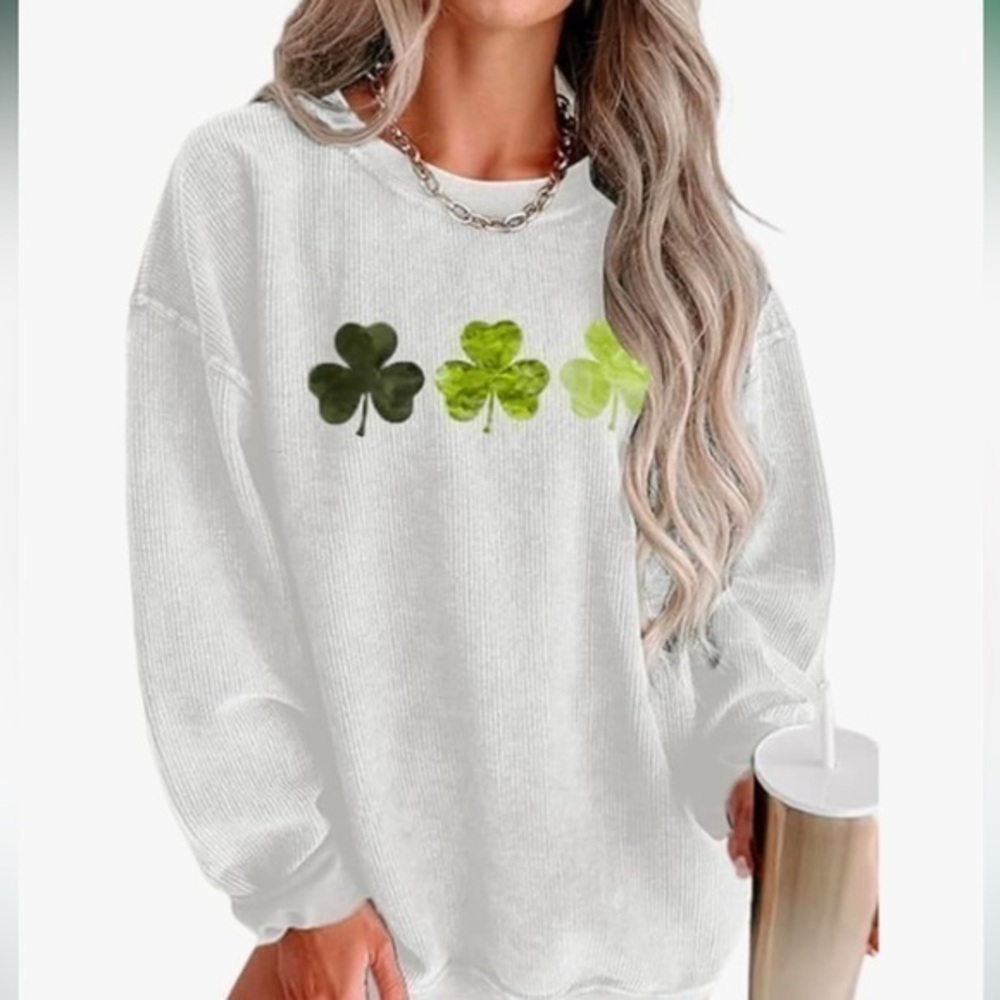 NWT Women Crewneck Oversized Textured Sweatshirt Long Sleeve Trendy Pullover top